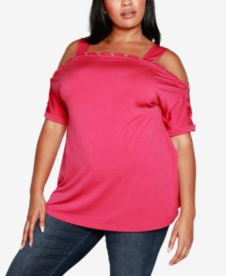 Belldini Plus Size Cold-Shoulder Top Product Image