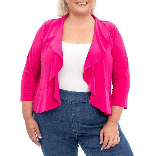 Plus Size Nina Leonard Matte Jersey Mesh Bolero, Womens Product Image