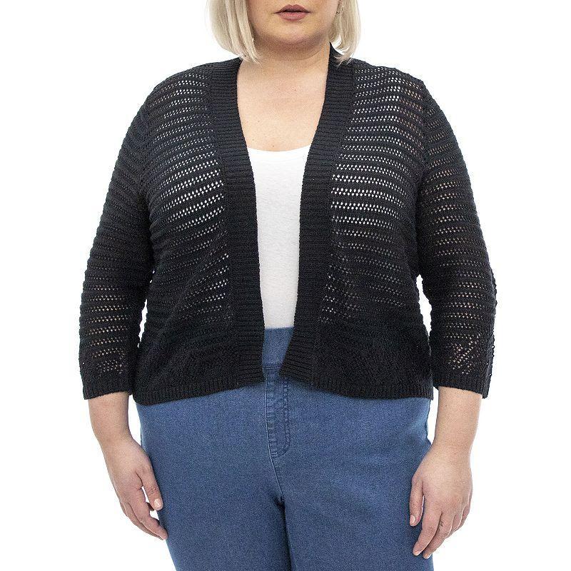 Plus Size Nina Leonard Crochet Bolero, Womens Product Image