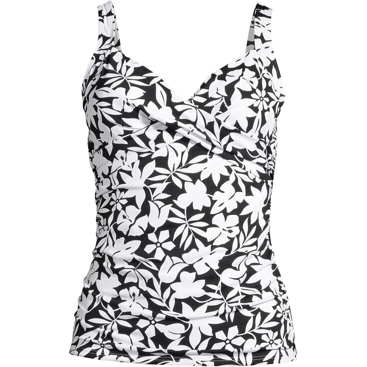 Lands End Womens Dd-Cup V-Neck Wrap Wireless Tankini Swimsuit Top Product Image