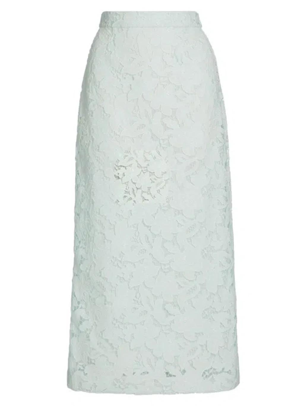 Natura Lace Midi Pencil Skirt In Mint Product Image