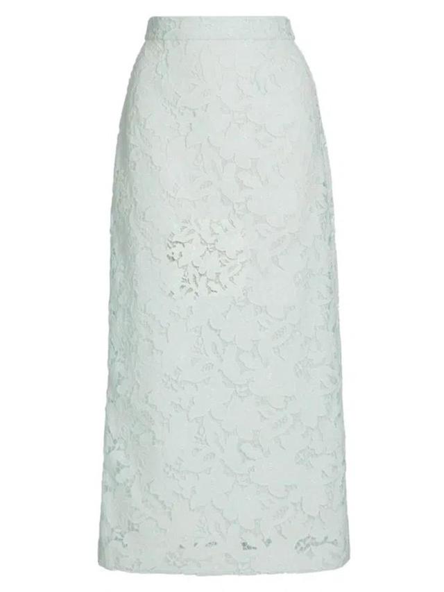 Natura Lace Midi Pencil Skirt In Mint Product Image