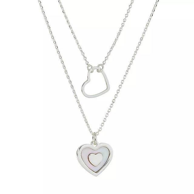 City Luxe Silver Tone Mother Of Pearl Heart Necklaces Set, Womens Silvertone Mop Product Image