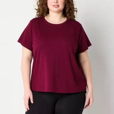 Xersion Womens Cotton Crew Neck Short Sleeve T-Shirt Plus Product Image