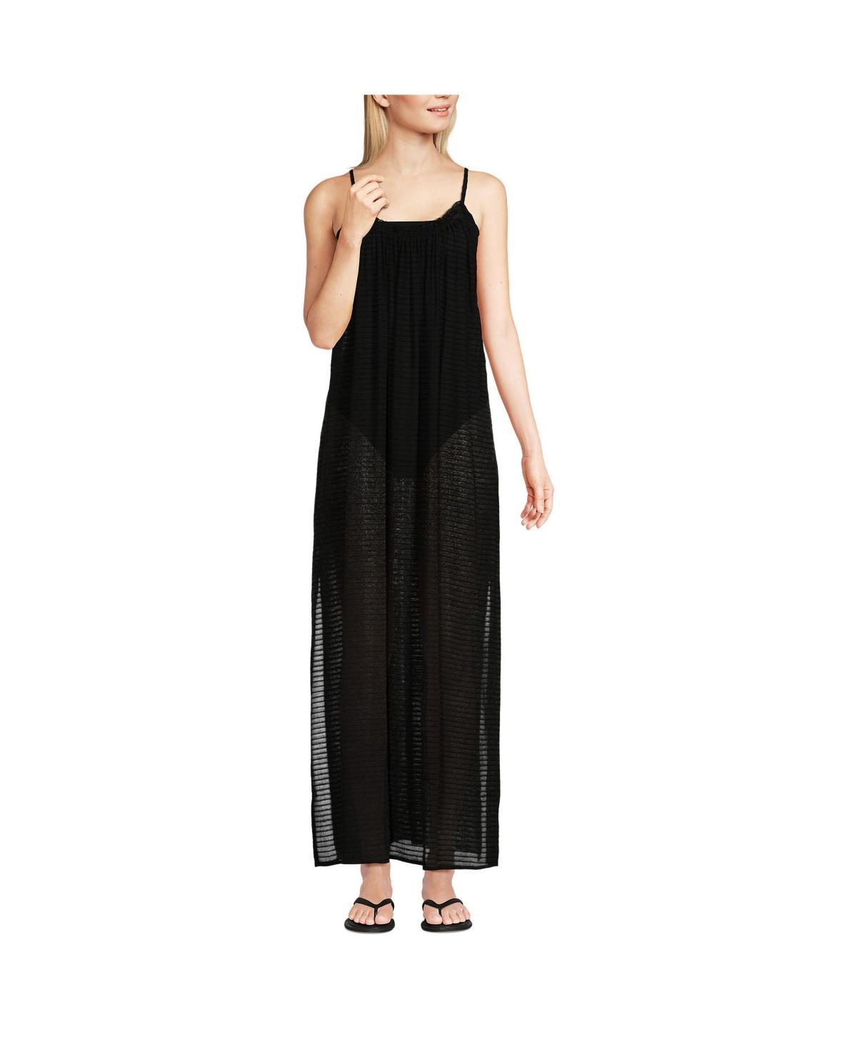 Lands End Womens Rayon Poly Rib Scoop Neck Swim Cover-up Maxi Dress Product Image