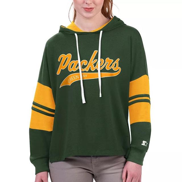 Womens Starter Bay Packers Bump And Run Long Sleeve Hoodie T-Shirt Product Image