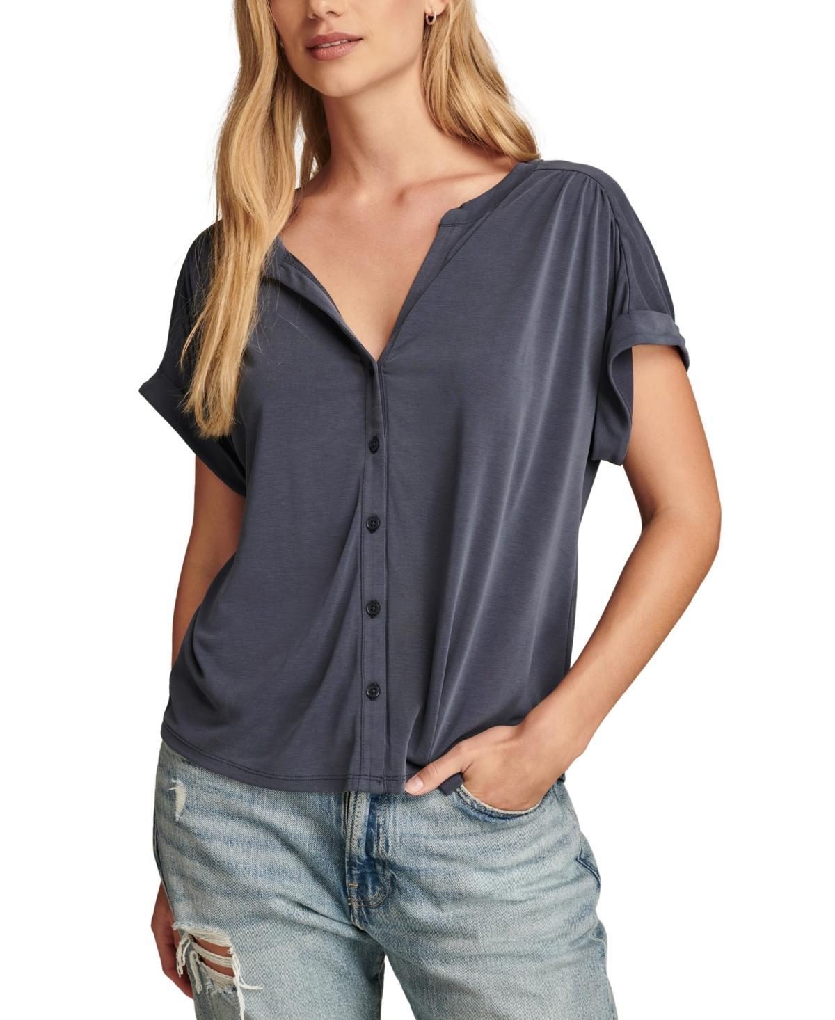 Lucky Brand Womens Sandwash Short Sleeve Button Front Shirt Product Image