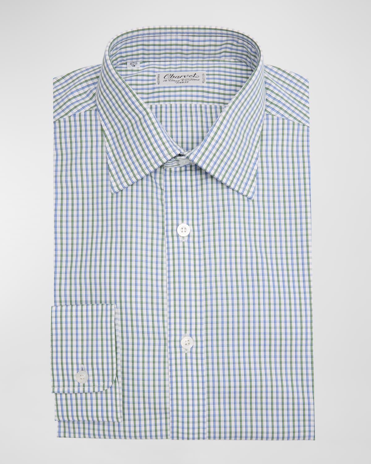 Mens Cotton Check-Print Dress Shirt Product Image