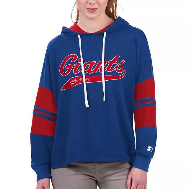 Womens Starter Royal New York Giants Bump And Run Long Sleeve Hoodie T-Shirt Product Image