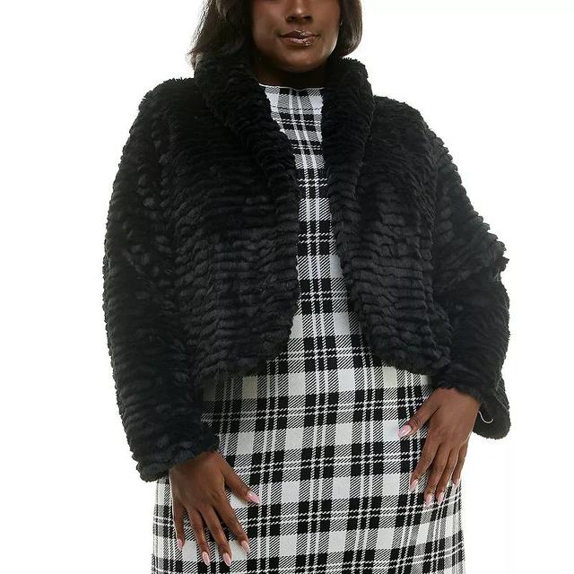 Plus Size Nina Leonard Faux Fur Bolero Jacket, Womens Product Image