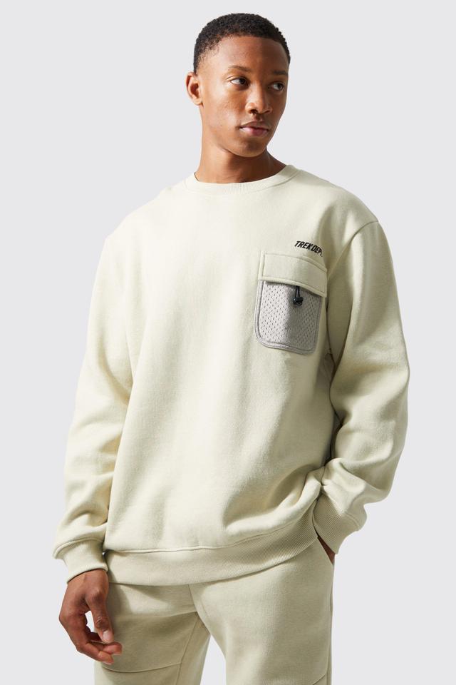 Active Oversized Mesh Pocket Trek Sweatshirt | boohooMAN USA Product Image