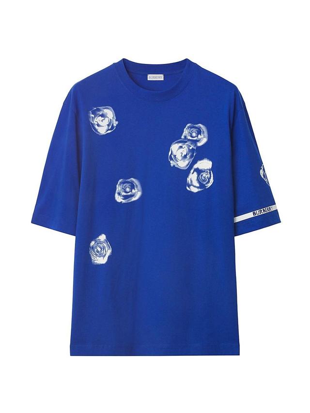 burberry Rose Print Stretch Cotton T-Shirt Product Image