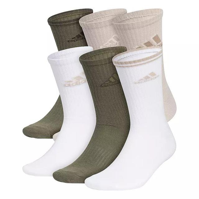 Mens adidas 6-pack Athletic Cushioned Crew Socks Green Biege Product Image