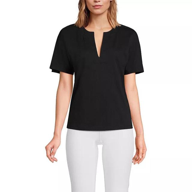 Lands End Womens Supima Notch Neck T-shirt Product Image