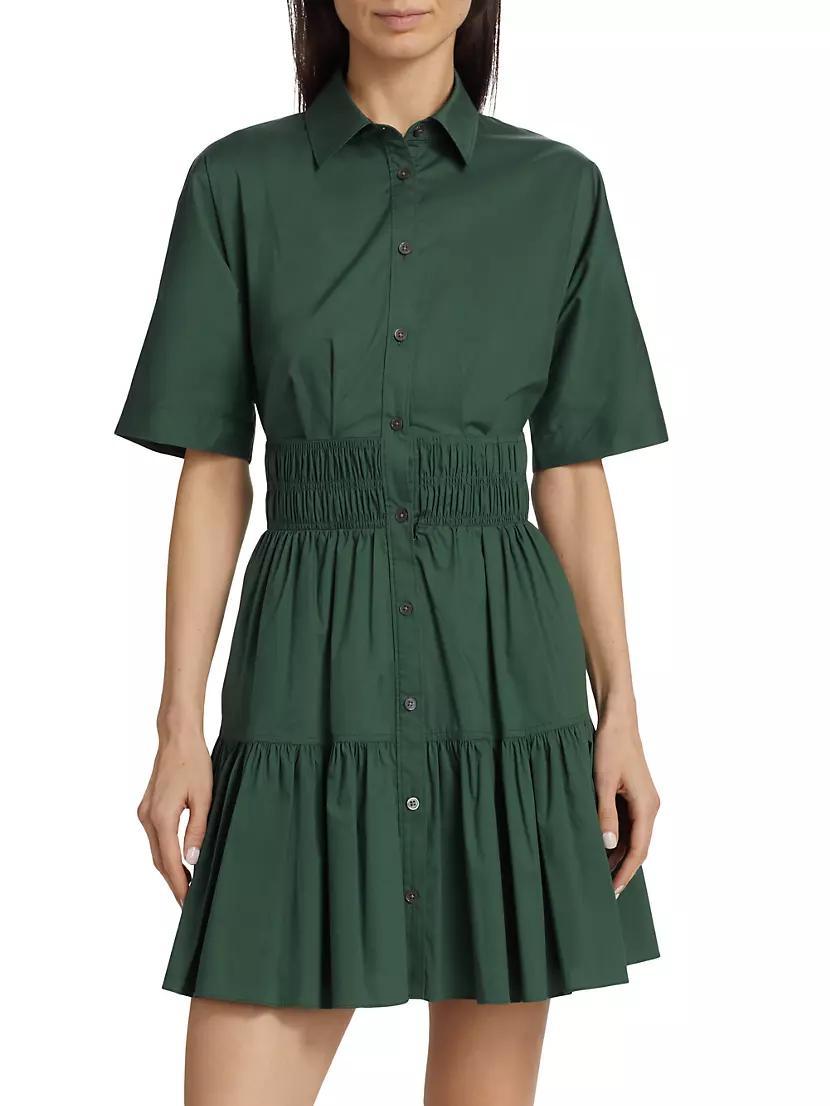 Greta Smocked Poplin Mini Shirtdress Product Image