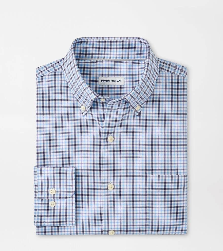 Peter Millar Mens Hamilton Crown Lite Cotton-Stretch Sport Shirt | Color: Cottage Blue | Size: M Product Image