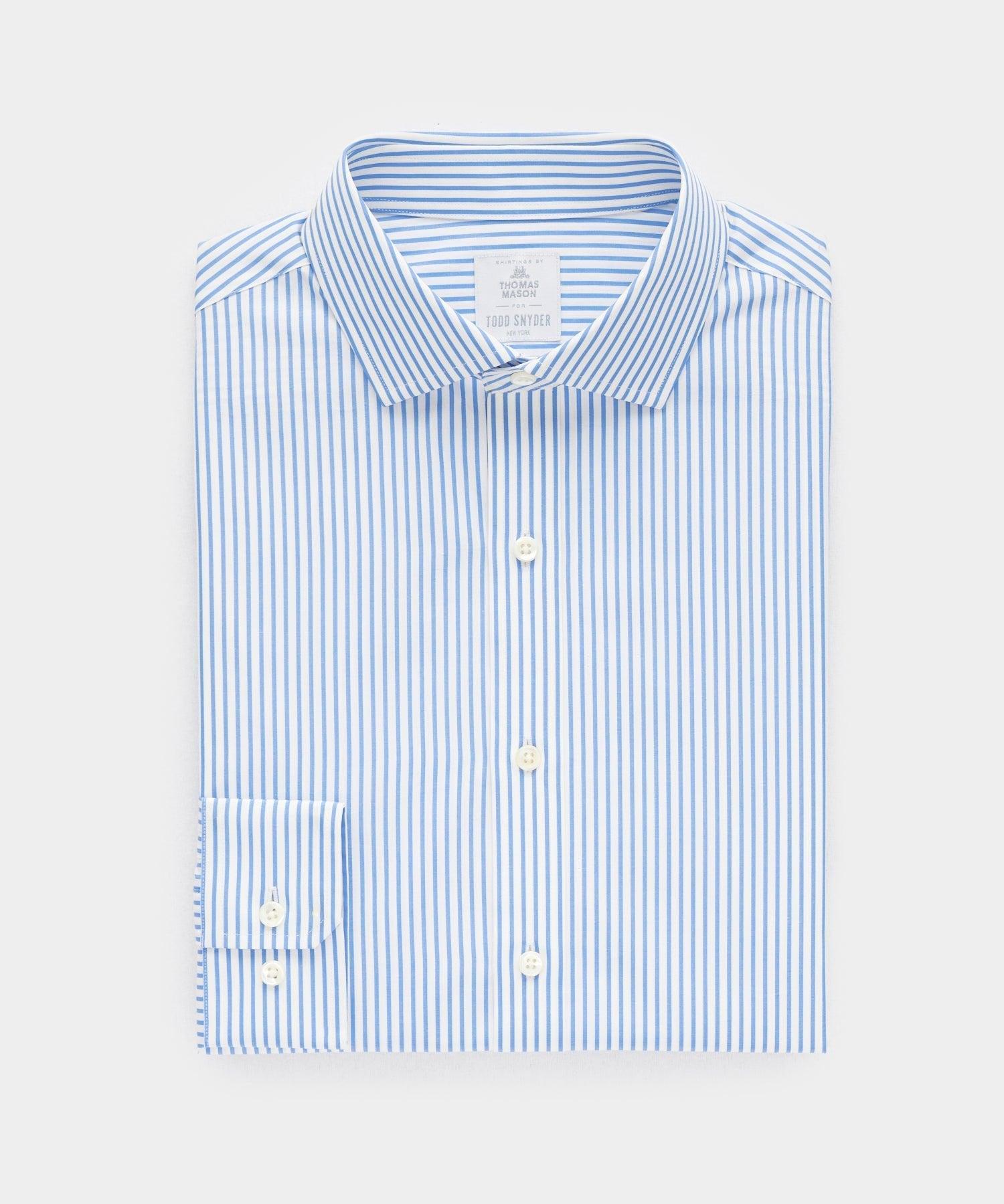 Pencil Stripe Spread Collar Dress Shirt in Blue Product Image