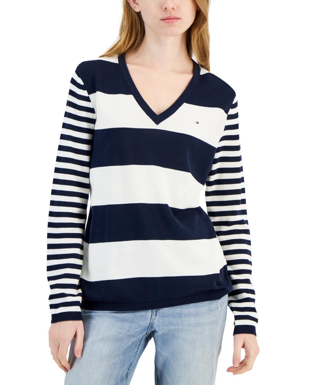 Tommy Hilfiger Mixed Stripe Ivy Sweater (Khaki ) Women's Sweater Product Image