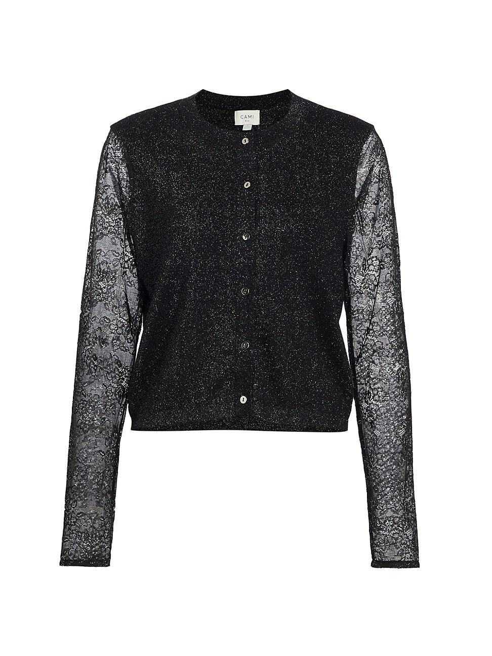 Womens Anissa Semi-Sheer Wool-Blend Lace Cardigan Product Image