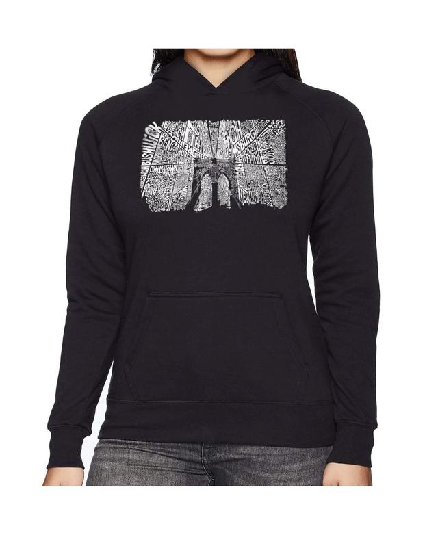 La Pop Art Womens Word Art Hooded Sweatshirt - Brooklyn Bridge Product Image