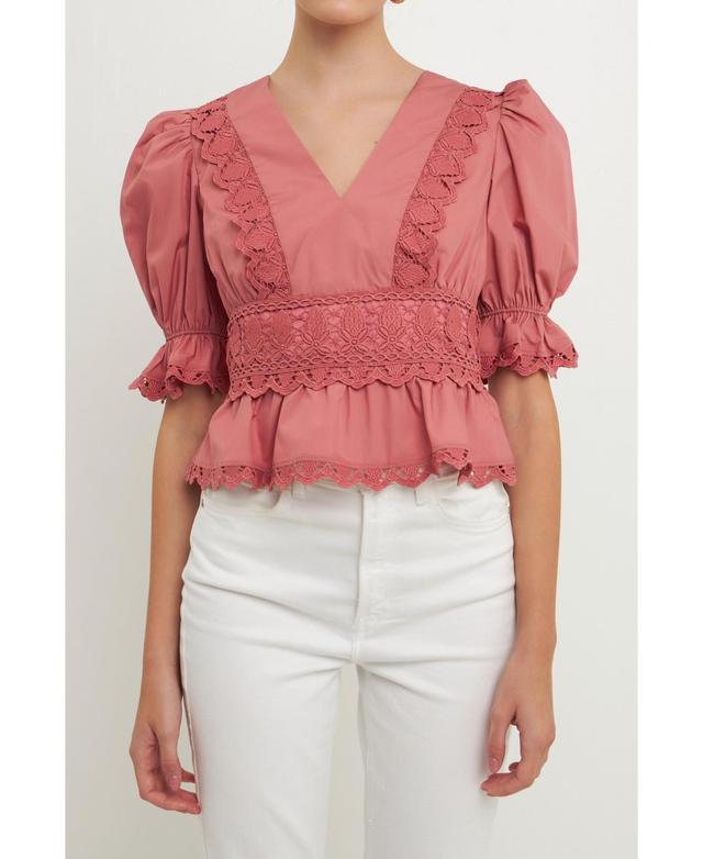 endless rose Womens Combination Eyelet Lace Top Product Image