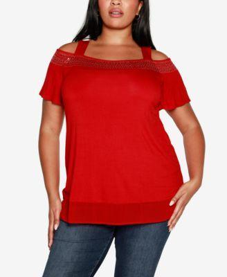 Belldini Plus Size Cold-Shoulder Top Product Image