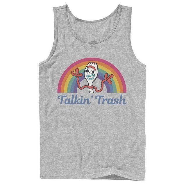 Mens Disney / Pixar Toy Story 4 Forky Talkin Trash Rainbow Poster Tank Top Athletic Grey Product Image