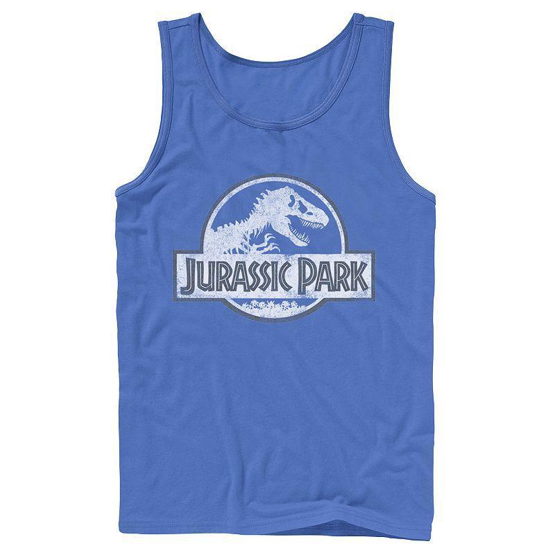 Mens Jurassic Park White Distressed Circle Logo Tank Top Grey Product Image