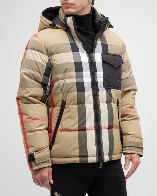 Burberry Men's Rutland Reversible Check Puffer Jacket - Size: MEDIUM - ARCHIVE BEIGE IP Product Image