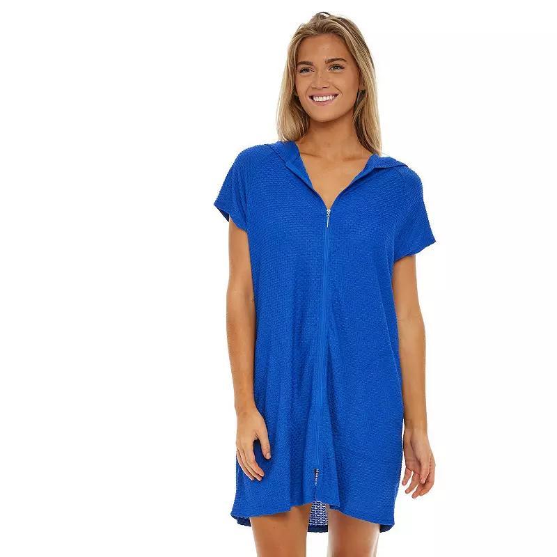 Plus Size Jordan Taylor Zip-Front Waffle-Weave Swim Cover-Up, Womens Product Image