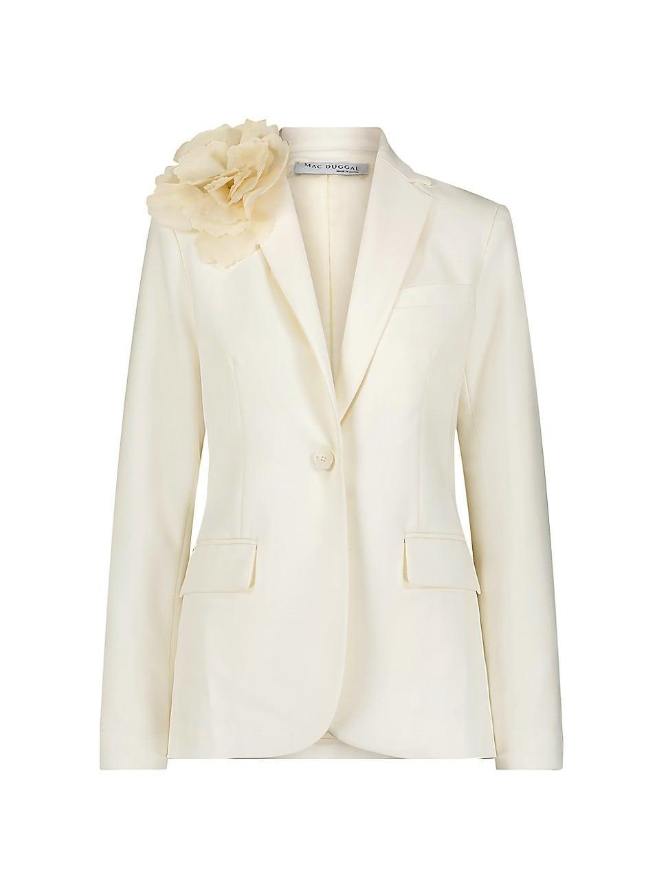 Womens Crepe Floral Appliqu Blazer Product Image