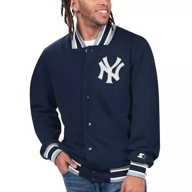 Mens Starter New York Yankees Secret Weapon Satin Full-Snap Jacket Blue Product Image