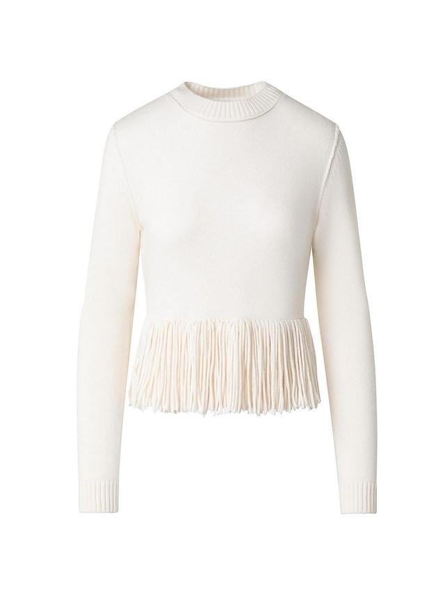 Womens Fringed Wool-Cashmere Sweater Product Image