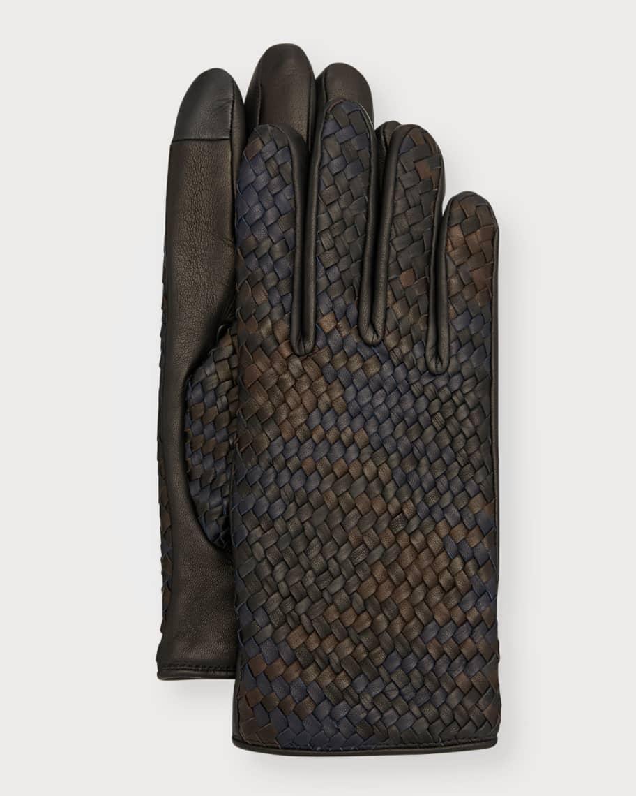 Men's Woven Leather Gloves Product Image