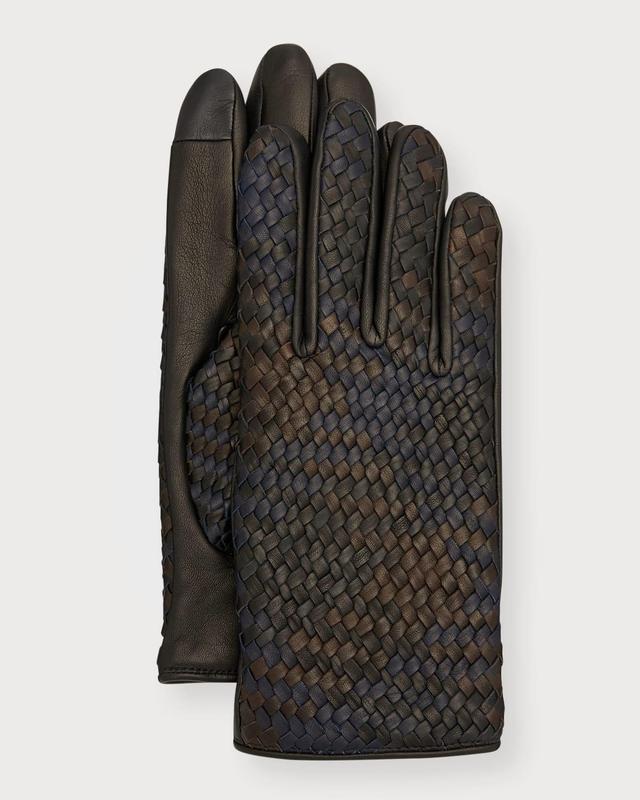 Mens Woven Leather Gloves Product Image