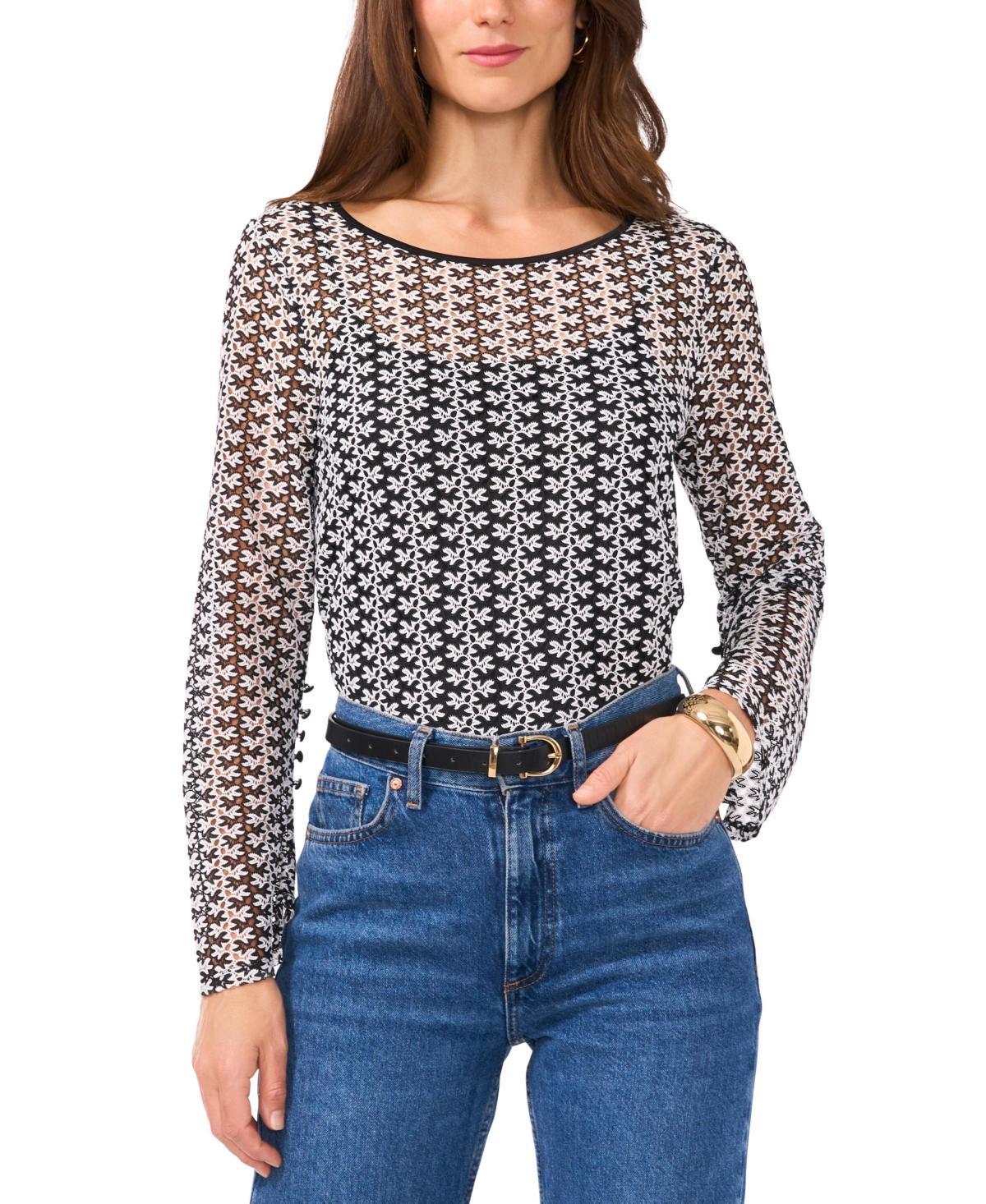 Vince Camuto Womens Sheer Layered-Look Flared-Sleeve Top Product Image