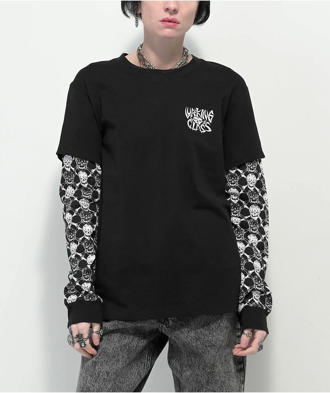 Lurking Class by Sketchy Tank Bones Black 2fer Long Sleeve T-Shirt Product Image