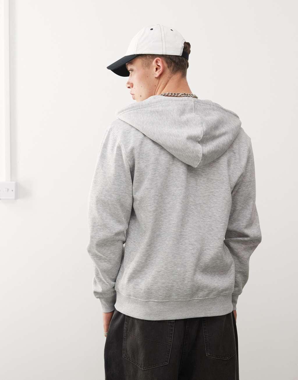 Weekday Standard Zip Hoodie in gray Product Image