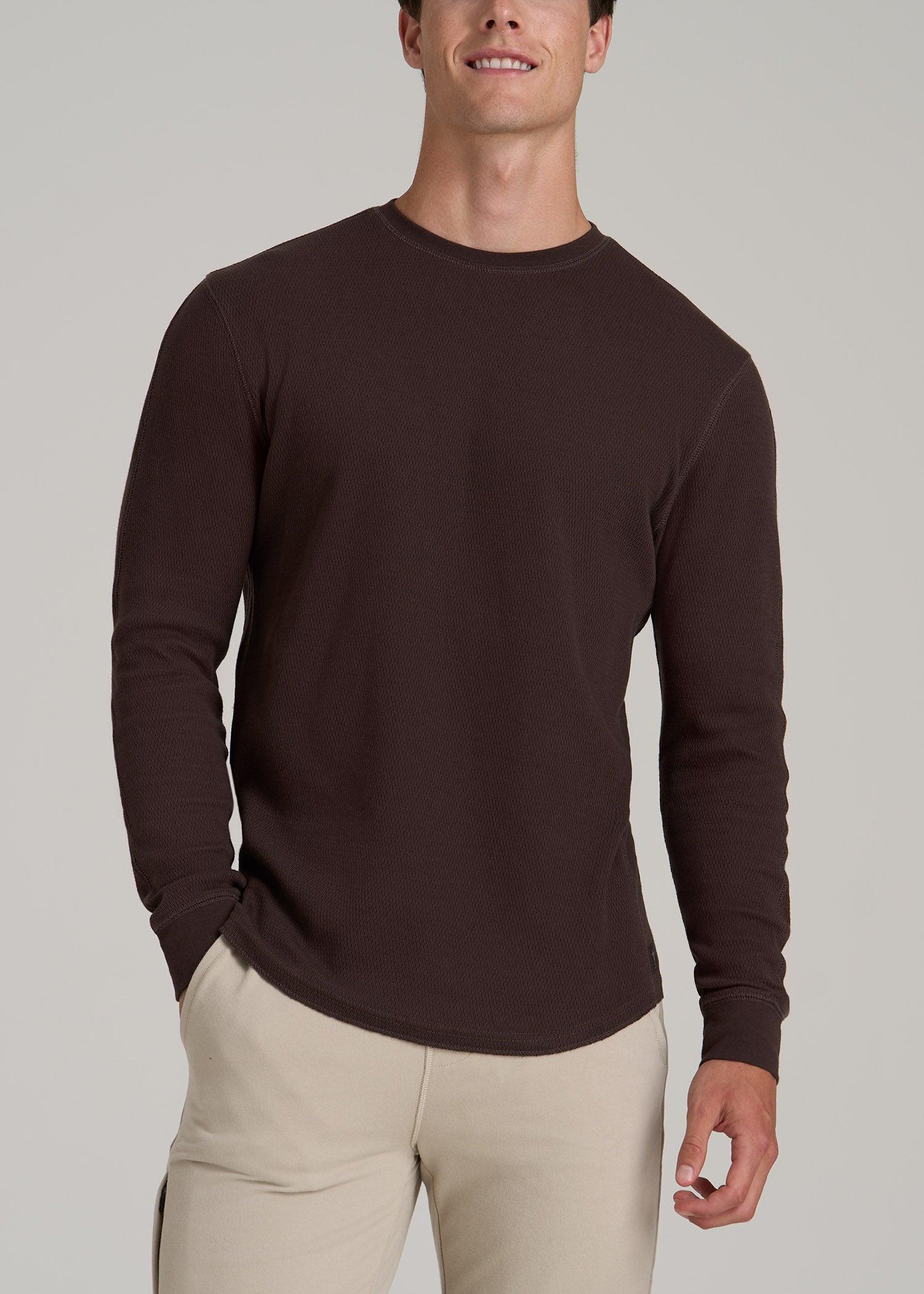 Double Honeycomb Thermal Crewneck for Tall Men in Espresso Male Product Image