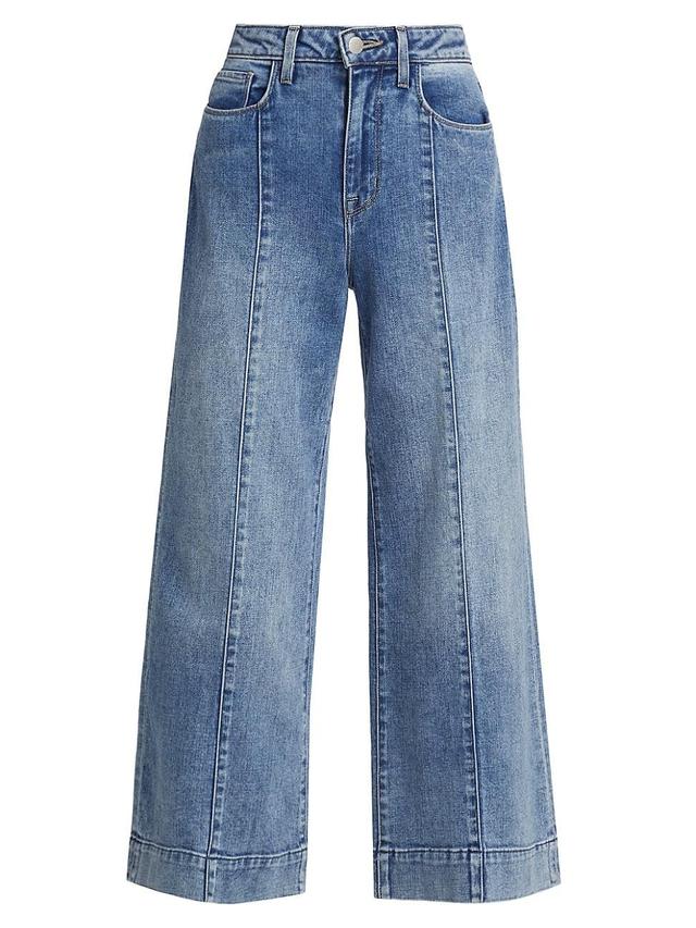 Womens Houston Stretch High-Rise Seamed Crop Wide-Leg Jeans Product Image