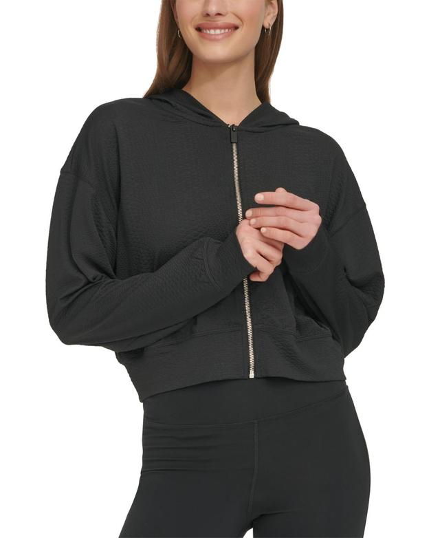 Dkny Sport Womens Textured-Jacquard Long-Sleeve Hoodie Product Image