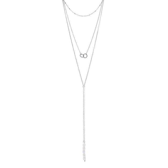 Adornia Silver-Tone Freshwater Pearl (3mm) Lariat Layered Necklace, 16 + 2 extender Product Image