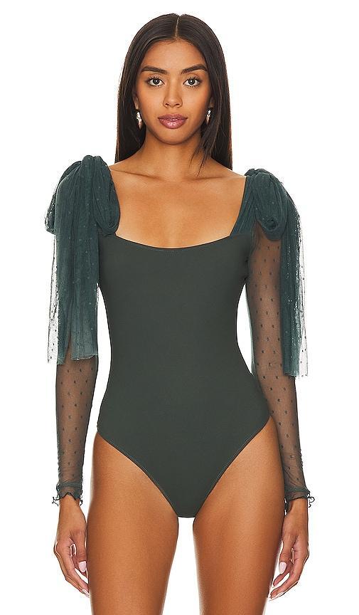 Free People Tongue Tied Mesh Sleeve Tie Shoulder Bodysuit Product Image