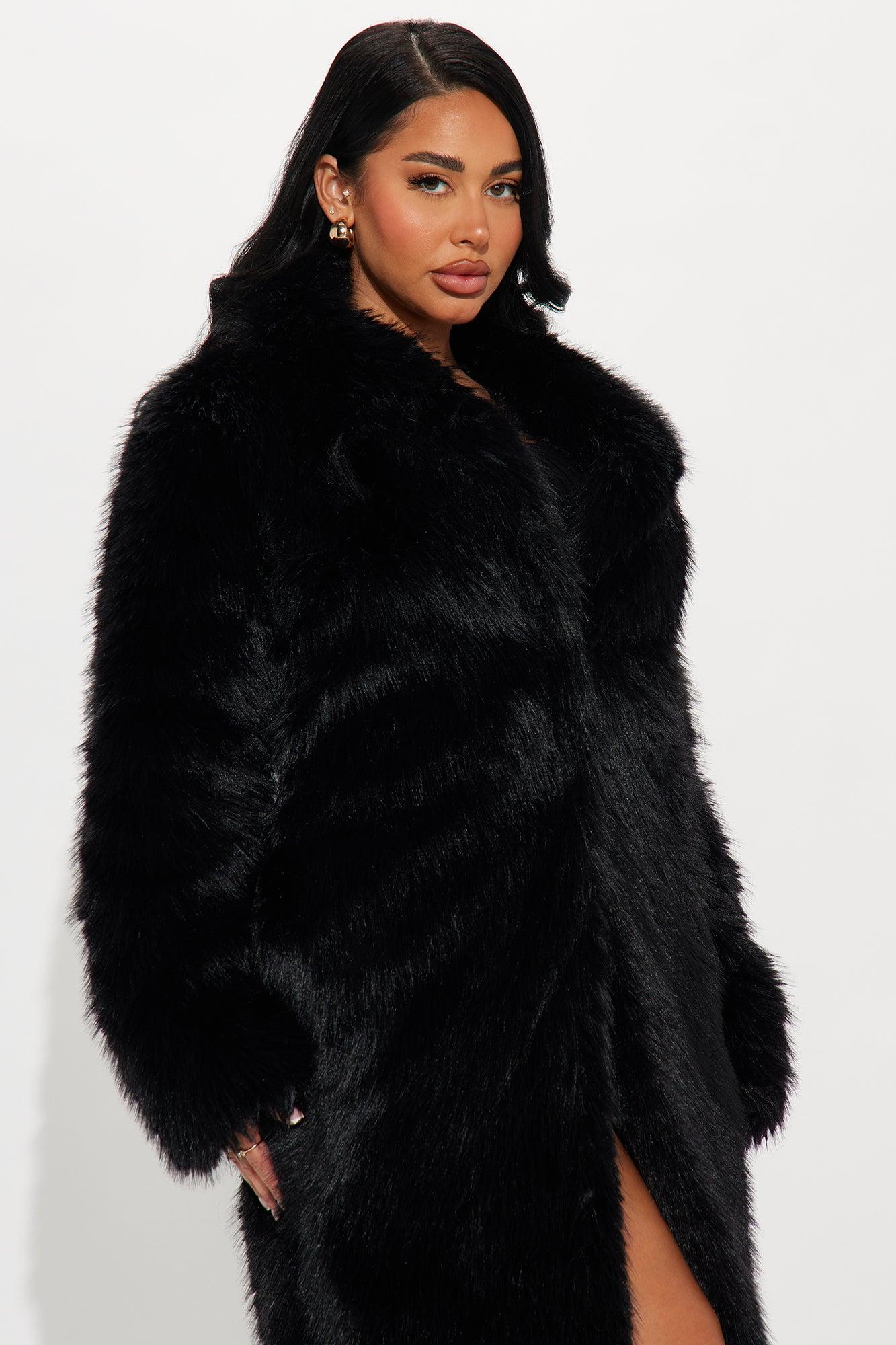 Dreamin' Big Faux Fur Coat - Black Product Image