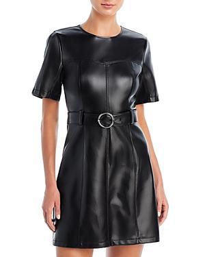 Womens Siv Faux Leather Belted Minidress Product Image