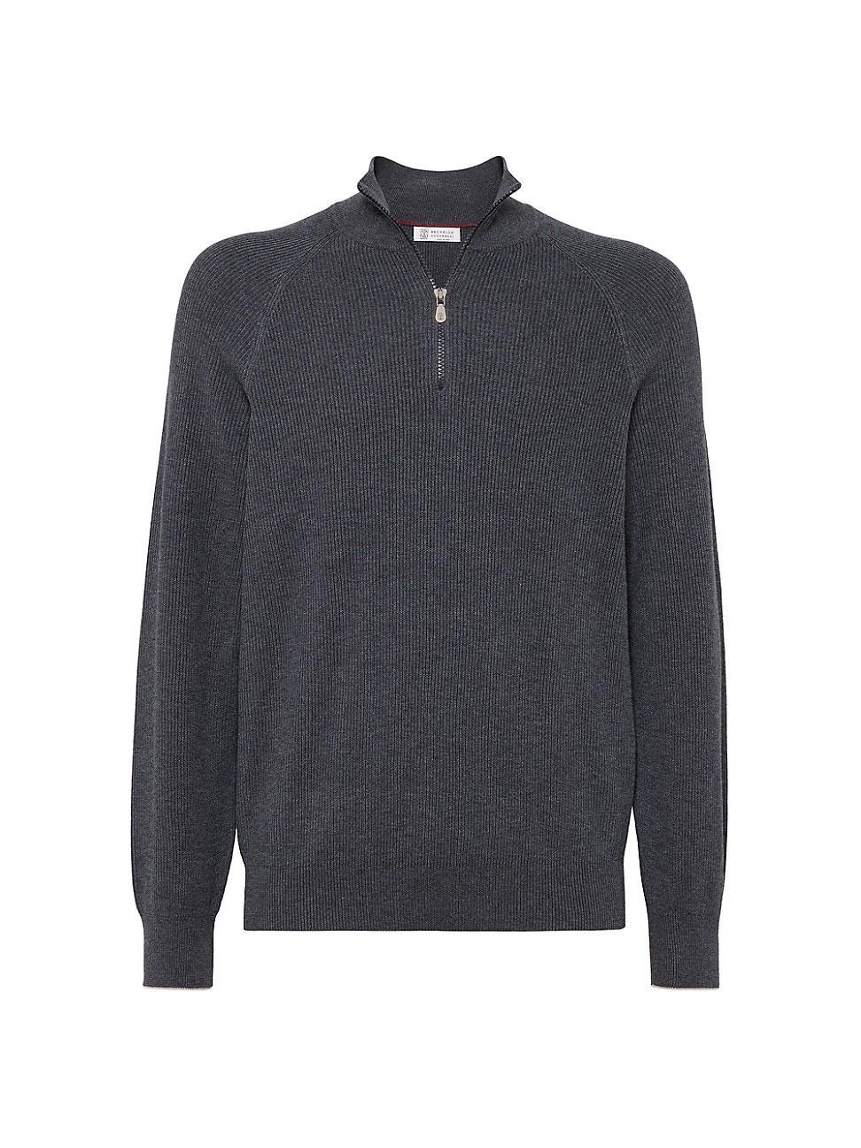 Mens Knit Sweater with Half Zip and Raglan Sleeves Product Image