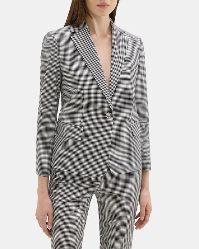 Slim Blazer in Checked Stretch Wool Product Image