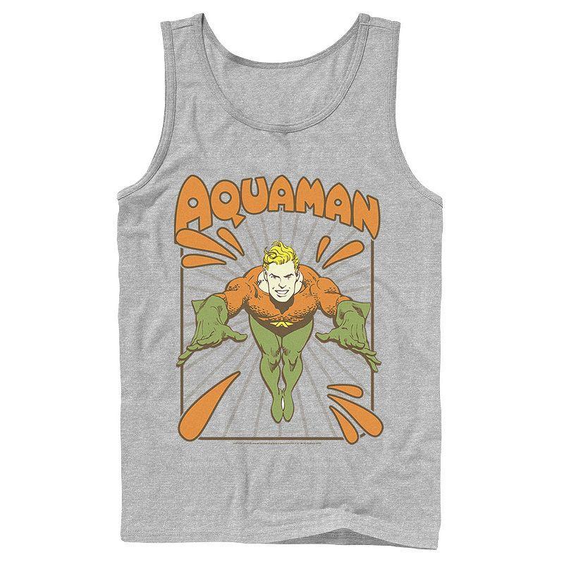 Mens DC Comics Aquaman Simple Text Logo Portrait Tank Top Athletic Grey Product Image