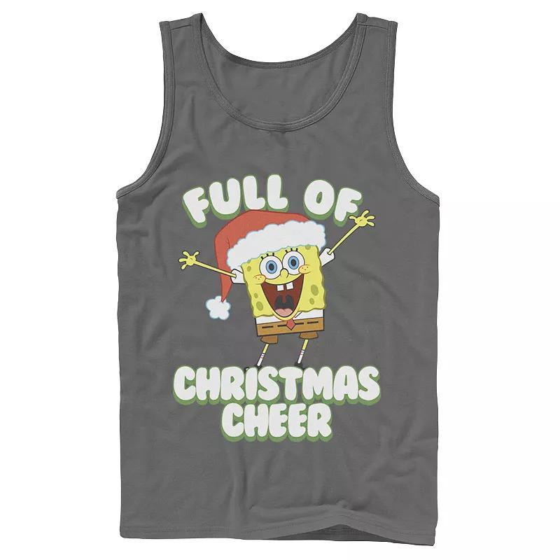 Mens SpongeBob SquarePants Full of Cheer Tank Top Top Grey Product Image