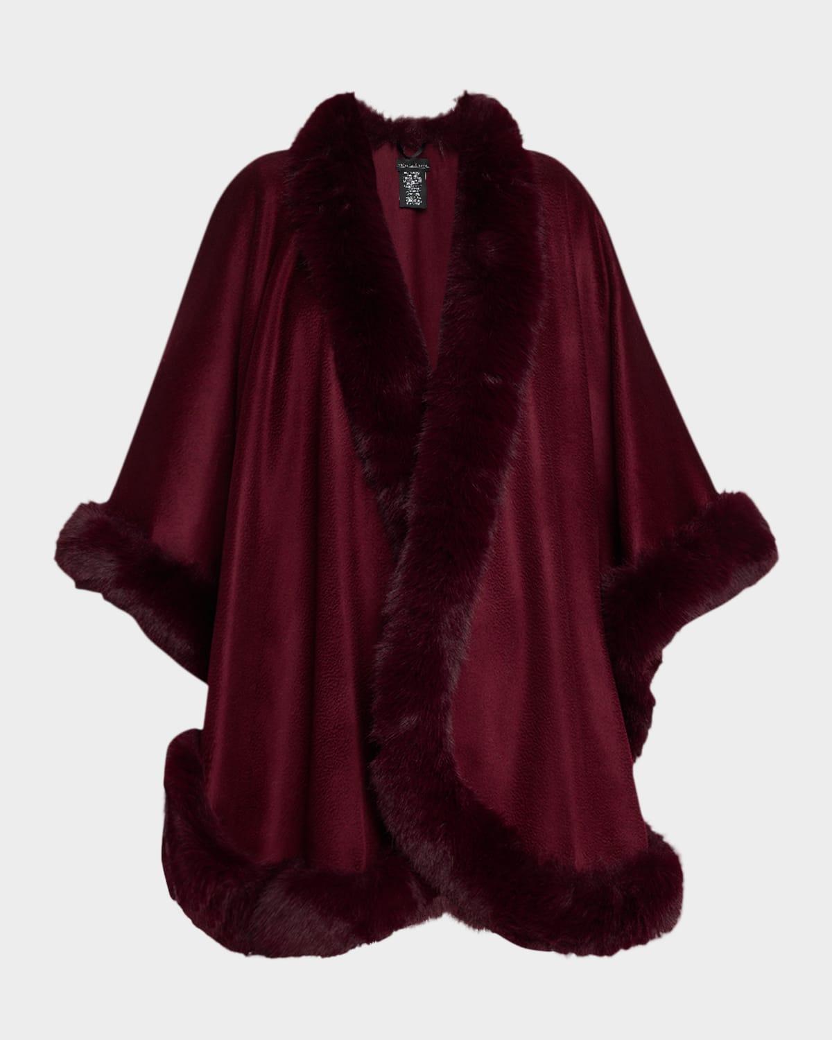 Cashmere Cape With Faux Fur Trim Product Image